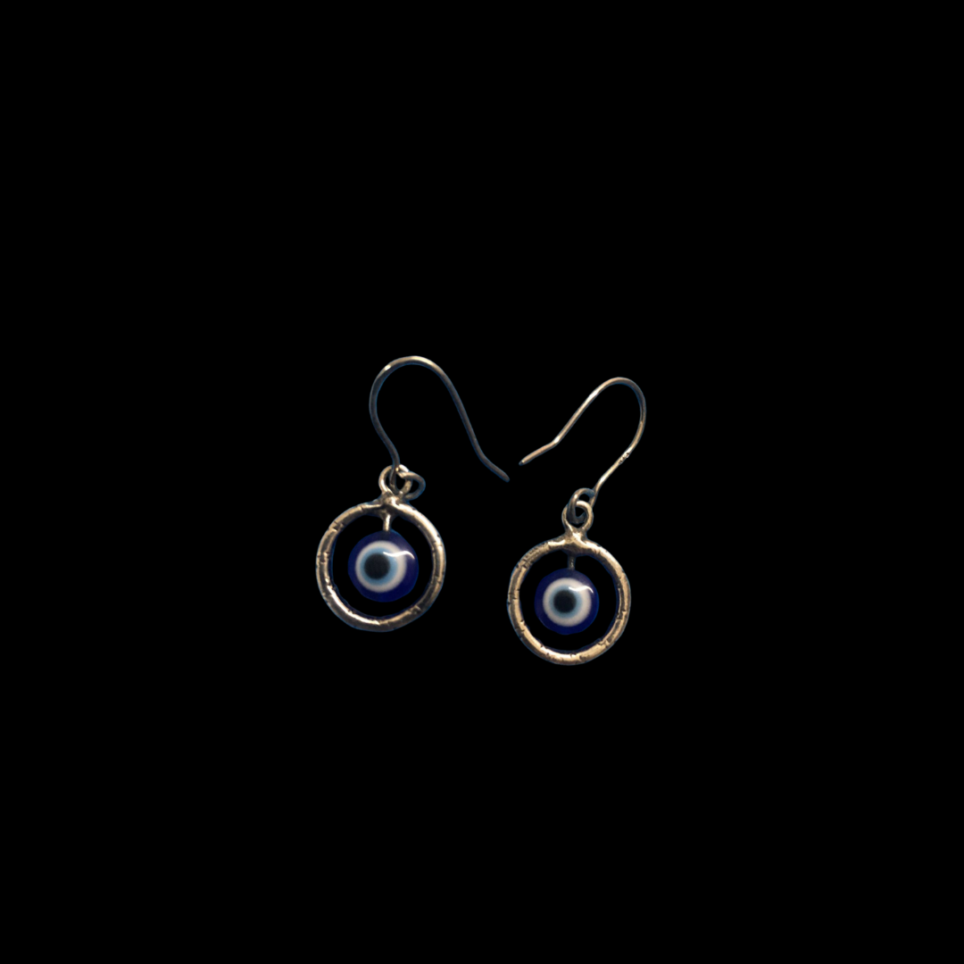 Gold-Plated Circle Earrings with Eyeball Design – 925 Silver