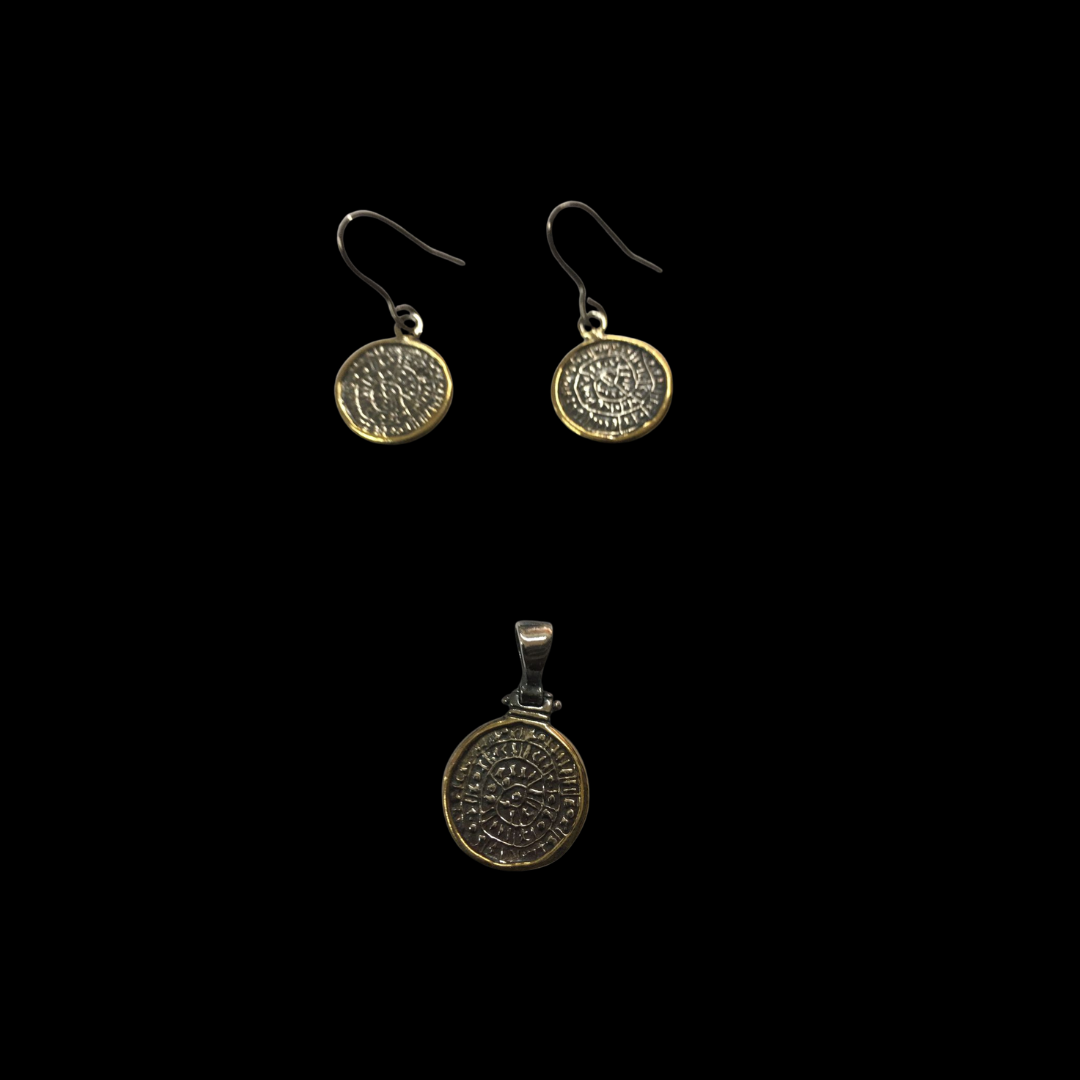 Gold & Silver Mixed Jewelry Set – Earrings & Pendant in 925 Silver